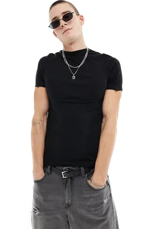 ASOS T-shirt attillato nera con pannelli a coste