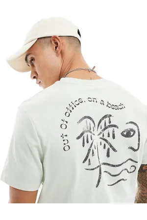 ASOS T-shirt grigia con stampa astratta di spiaggia sulla schiena