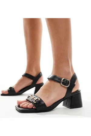 River Island Sandali neri con tacco largo e morsetto