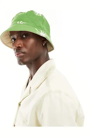 ASOS Cappello da pescatore double-face con stampa di foglie color écru