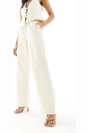 4th & Reckless Pantaloni a fondo ampio color crema in coordinato