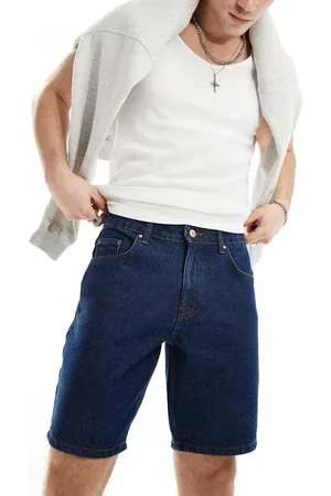 ASOS Pantaloncini di jeans taglio regular slim lavaggio indaco
