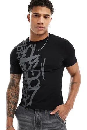 ASOS T-shirt attillata nera con scritta stampata