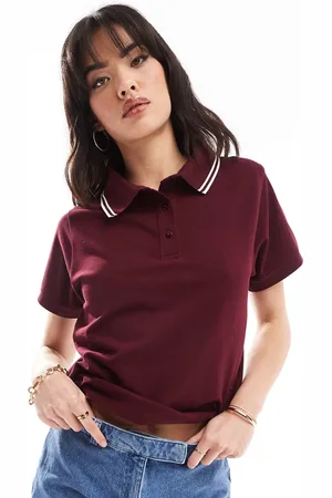 ASOS Polo attillata in piqué bordeaux