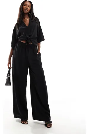 Ax Paris Pantaloni ampi neri testurizzati in coordinato
