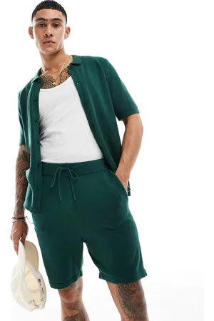 ASOS Pantaloncini in maglia di cotone di media pesantezza verdi in coordinato