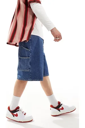 Dr Denim Vali Worker - Pantaloncini ampi con lunghezza sotto il ginocchio in denim lavaggio stone wash pebble medio con tasche