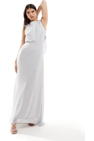 TFNC Vestito lungo da damigella color in chiffon con scollo ad anello sulla schiena