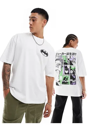 ASOS T-shirt oversize unisex bianca con stampa del fumetto di Batman su licenza