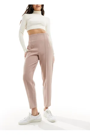 ASOS Pantaloni sartoriali a vita alta con cuciture color visone