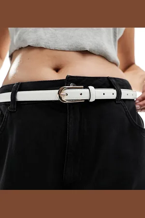 ASOS Curve - Cintura per vita e fianchi sottile bianca con fibbia a mezza luna