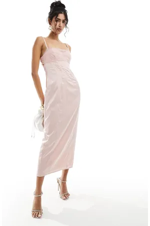 ASOS Vestito midi longuette in pizzo con corsetto e strato sovrapposto in pizzo