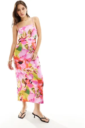 Y.A.S Vestito midi in raso a fiori