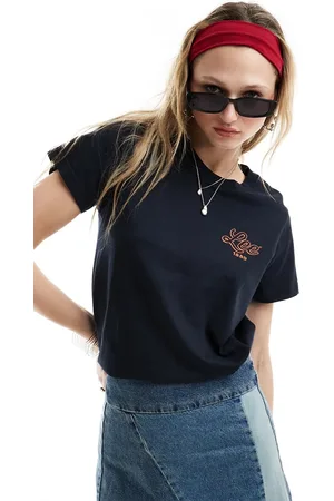 Lee T-shirt nera con logo piccolo rétro
