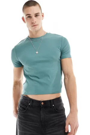 ASOS T-shirt corta attillata girocollo a coste medio