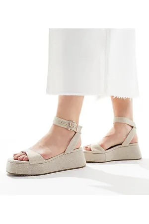 ASOS Tantoo - Sandali in tessuto naturale con pianta larga e suola flatform
