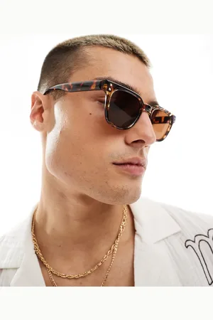 ASOS Occhiali da sole squadrati tartarugati con dettagli argento