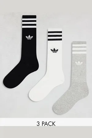 adidas Confezione da 3 paia di calzini alti bianchi, grigi e neri