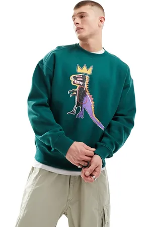 Cotton On Cotton On - Felpa comoda sempreverde con grafica con dinosauro di Basquiat