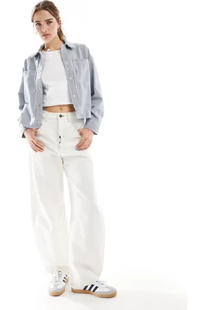 New Look Camicia giacca in cotone blu e a righe