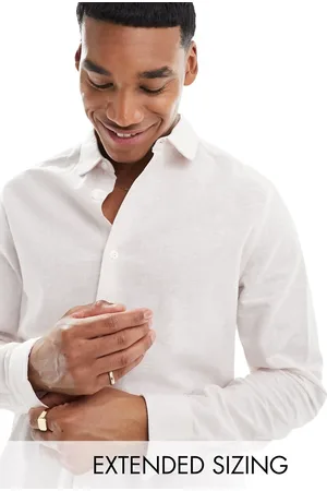 ASOS Camicia vestibilità classica elegante in lino pallido con colletto smussato