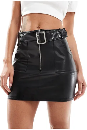 ASOS Minigonna in pelle sintetica con cintura nera