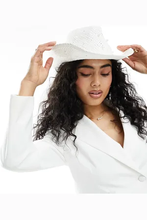 South Beach Cappello da cowboy decorato con perle e veletta