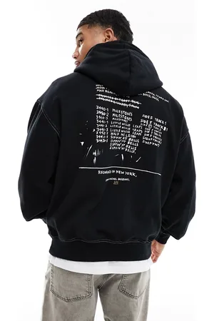 Cotton On Cotton On - Felpa con cappuccio comoda con stampa artistica "Basquiat" e cuciture a vista