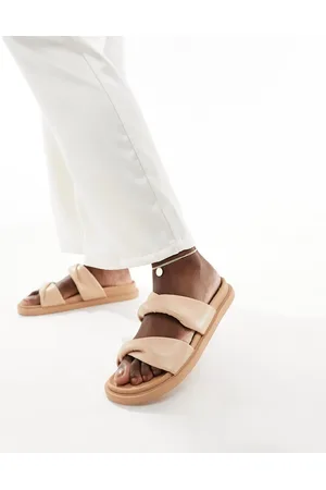 London Rebel Sandali beige con fascette attorcigliate