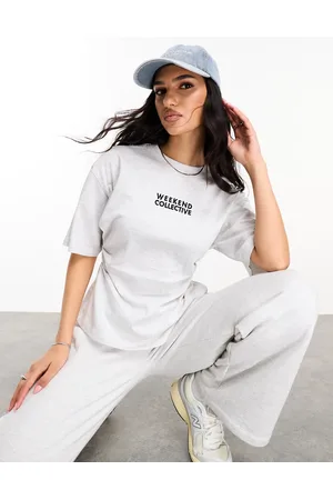 ASOS ASOS DESIGN Weekend Collective - T-shirt ghiaccio mélange con dettaglio a corsetto in vita