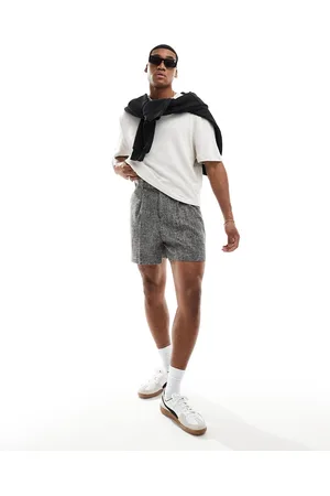 ASOS Pantaloncini bermuda eleganti taglio corto in tessuto testurizzato color bianco e