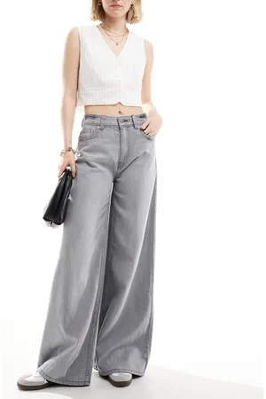 ASOS Jeans morbidi a fondo ampio grigi