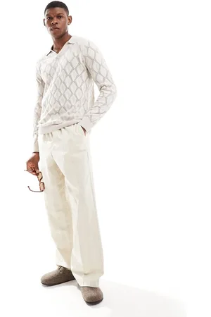 Hollister Maglione girocollo a maniche lunghe color pietra traforato