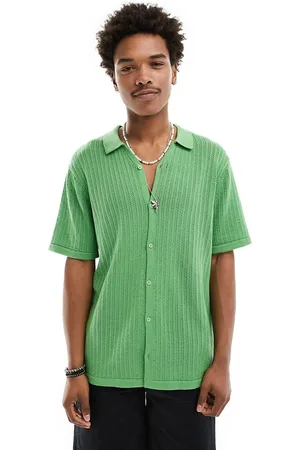 Hunky Trunks Camicia da spiaggia oliva in maglia traforata