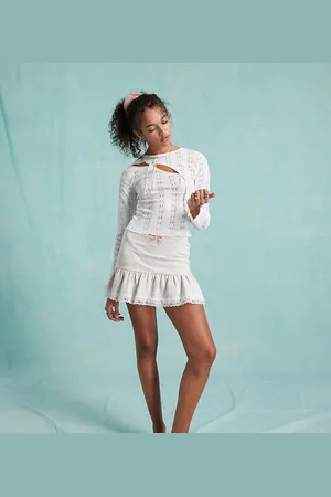 Miss Selfridge Minigonna grigia a pieghe