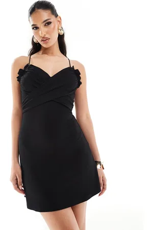 ASOS Vestito corto con gonna svasata e busto arricciato