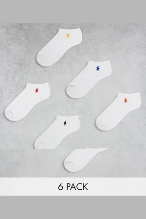 Ralph Lauren Confezione da sei paia di calzini sportivi bianchi con logo multicolore