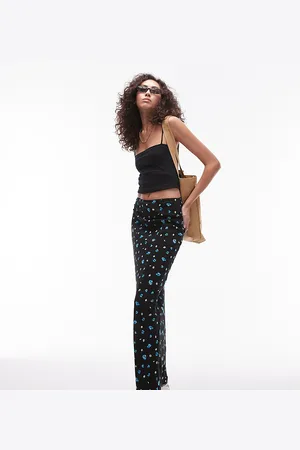 Topshop Tall - Gonna blu a fiorellini con taglio sbieco