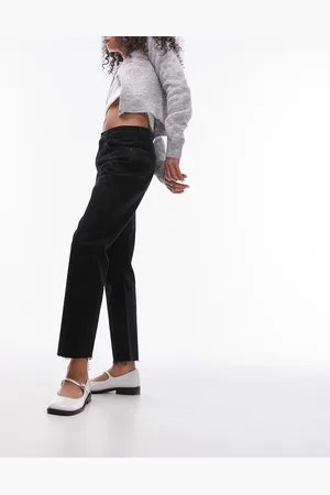 Topshop Jeans dritti corti a vita medio alta con bordi grezzi, colore