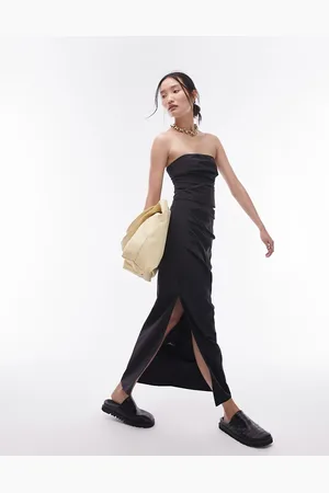Topshop Gonna lunga a colonna nera in tessuto tecnico in coordinato