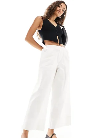 ASOS ASOS DESIGN Petite - Pantaloni culotte bianchi