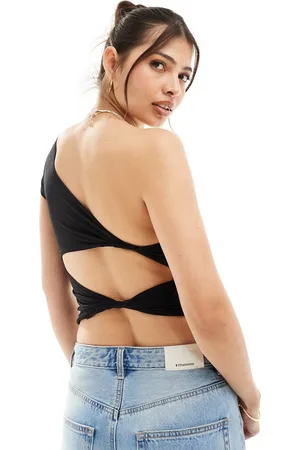 ASOS Top sinuoso nero con intreccio sul retro