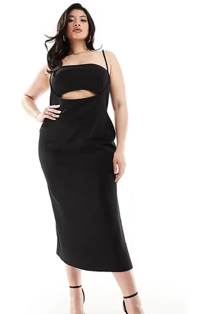 ASOS ASOS DESIGN Curve - Vestito midi in tessuto scuba con profili