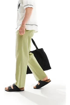 ASOS Pantaloni eleganti dritti in misto lino color salvia
