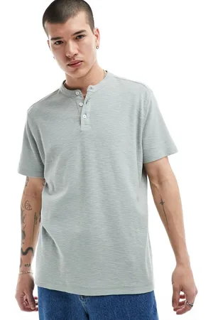 ASOS T-shirt serafino grigia effetto lino