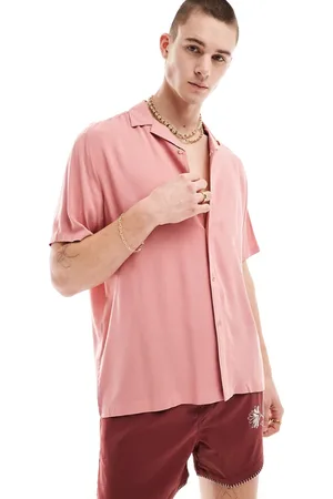 ASOS Camicia in viscosa con colletto con rever vestibilità comoda argilla