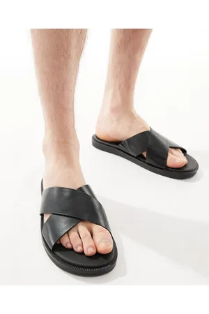 ASOS Sandali con fascetta incrociata in pelle sintetica nera