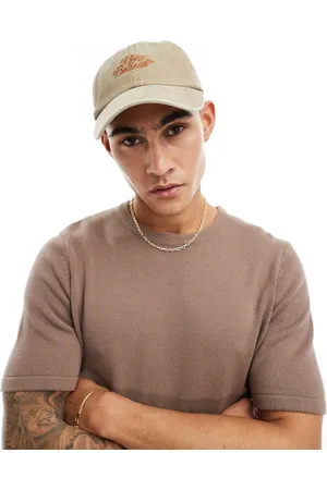 ASOS Cappellino morbido con visiera color pietra slavato con ricamo