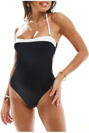 Free Society Costume da bagno a fascia nero e color crema