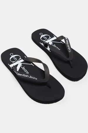 Calvin Klein Sandali da mare neri con logo a monogramma